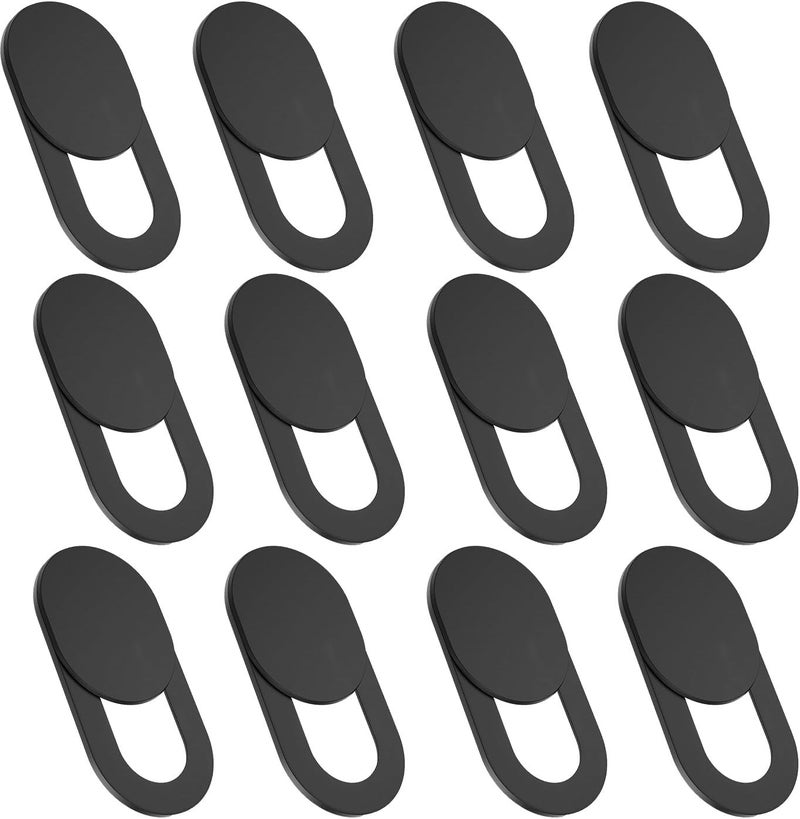 CaseHQ Laptop Camera Cover Slide, [12 Pack] Ultra-Thin Webcam Cover Compatible with MacBook,Laptop,PC,Computer,iMac,iPad, iPhone Cell Phone etc. 0.027in Thick Sliding Cover Web Blocker Black - Image 1